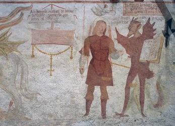 The Archangel Michael and the Devil with the Book of the Seven Deadly Sins (detail)