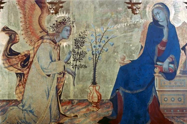 The Annunciation and Two Saints (detail)