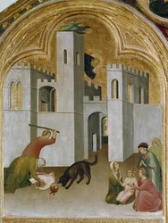 The miracle of the child grabs between the fangs of a wolf (detail)