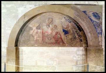 Tympanum Depicting the Virgin of Humility with the Christ Child Surrounded by Angels
