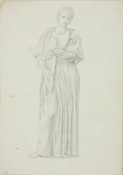 Draped Figure of Woman Playing on a Harp