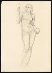 Nude Female Figure with Mirror in Right Hand