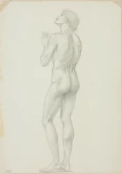 Standing Male Nude with Hands Clasped in Prayer