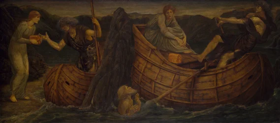 Cupid and Psyche - Palace Green Murals - Psyche giving the Coin to the Ferryman of the Styx, 1881