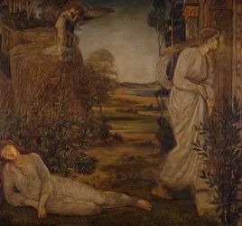 Cupid and Psyche - Palace Green Murals - Zephyrus Bearing Psyche to the Mountain, 1881