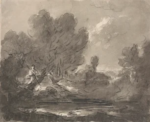 Figure in Tree near Pond