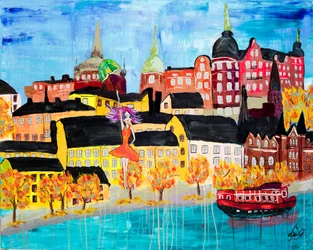 Floating Girl Autumn City