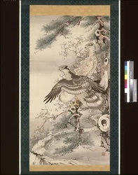 Pair of Hawks with Branch and Blossoms