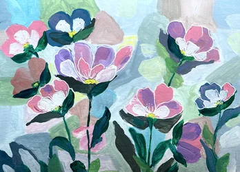 Painterly Pastel Flowers