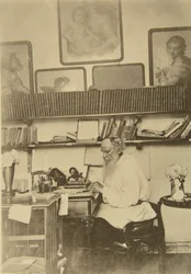 Russian Author Leo Tolstoy at Work