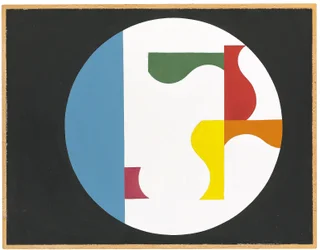 Composition in a White Circle on a Black Background