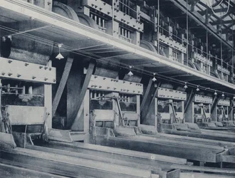 Interior of a Battery, Crown Reef Gold Mining Company (b/w photo)