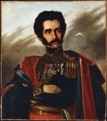Portrait of the Liberator, Simón Bolívar, half length, in full dress uniform, c. 1840