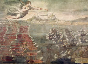 Battle of Lepanto. Victorious Ships Entering the Port of Messina