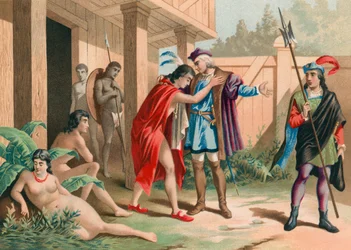 Columbus Says Goodbye to Chief Guacanagarix in Hispaniola