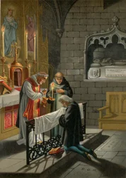 Columbus takes communion in the Rabida before leaving for his first voyage