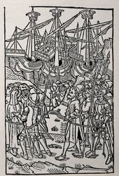 Engraving in History of Vespasian, printed in 1495 in Zaragoza