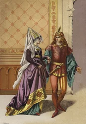 European Noblewoman and Minstrel, 15th Century