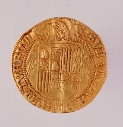 Golden Coin from Spain: Reign of Catholic Kings Ferdinand and Isabella