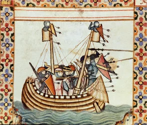 Crusaders en route to besiege a Saracen fortress (detail)