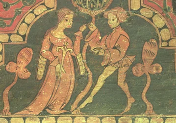 Love Scene, detail of panelling from the Penafiel Castle