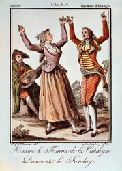 Man and woman from Catalonia dancing the Fandango, Europe, Kingdom of Spain