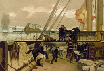 Mendez Nunez wounded during the bombardment of Callao, Peru, 1866