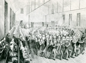 Shaker meeting in New Lebanon, New York