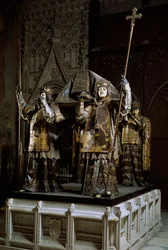 Tomb of the Navigator Christopher Columbus (Cristoforo Colombo, Cristóbal Colón) (1451-1506). Cathedral of Seville (Catedral de Santa María de la Sede), Spain