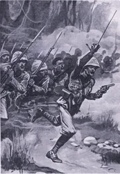 British charging the Ashantis at Amoaful, 31st January 1874