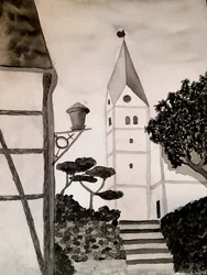 Church of St. Aegidius in black and white