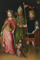 Wings of the Last Judgment Altarpiece: Saints Catherine, Hubertus and Quirinus of Neuss with Donor