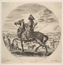 A Moorish Horseman Facing the Left, Standing and Seated Turks in the Middle Ground, ca. 1651