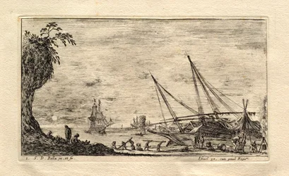 A Seaport with Sunset in the Background