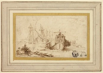 A Tuscan Galley and Other Vessels Near the Shore