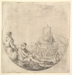 A Black sailor standing to left, in profile to the right, a white sailor seated in ..., ca. 1658-63.
