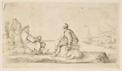 A young sailor and an old man sitting by the sea, 17th century