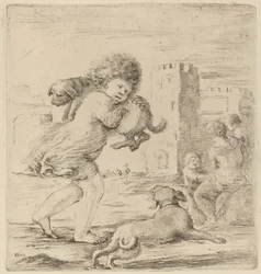 Child Holding a Puppy