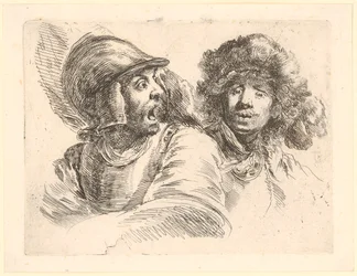 Frightened Soldier and Man with Fur Hat