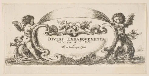 Frontispiece: Cartouche at Center, Putti on Either Side Riding on Dolphins