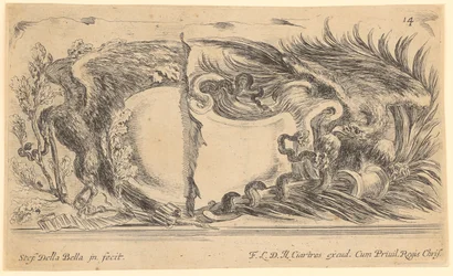 Cartouche with Eagle and Snakes