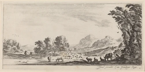 Landscape with Shepherd Guarding his Flock, in or before 1647
