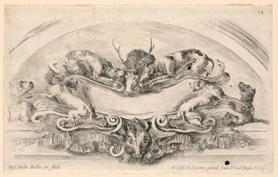Lunette with Escutcheons, No. 13 from "Raccolta di varii cappriccii et nove inventioni di cartelle et ornamenti"