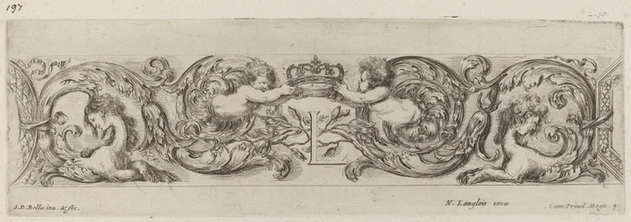Ornamental Frieze with Letter L Louis XIV, probably 1648