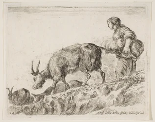 Plate 14: Shepherdess Herding Goats, from Various Animals