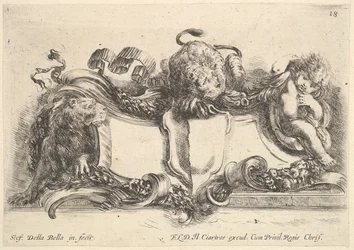 Plate 18: A Cartouche Containing an Empty Crest, Two Lionesses