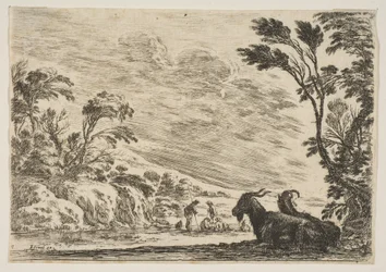 Two Goats Resting to the Right