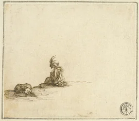 Seated Gypsy Mother and Child, with Dog