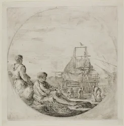 Shipyard with Two Sailors