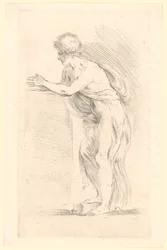 Study of a Standing Young Man with Closed Hands, Facing Left